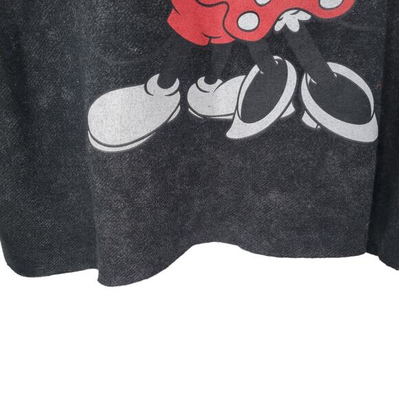 Disney Mickey And Minnie Black Crop Raw Hem Crewneck Sweatshirt L - Picture 2 of 7